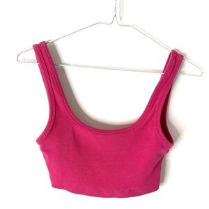 Zara Pink Ribbed Scoop Neck Crop Top